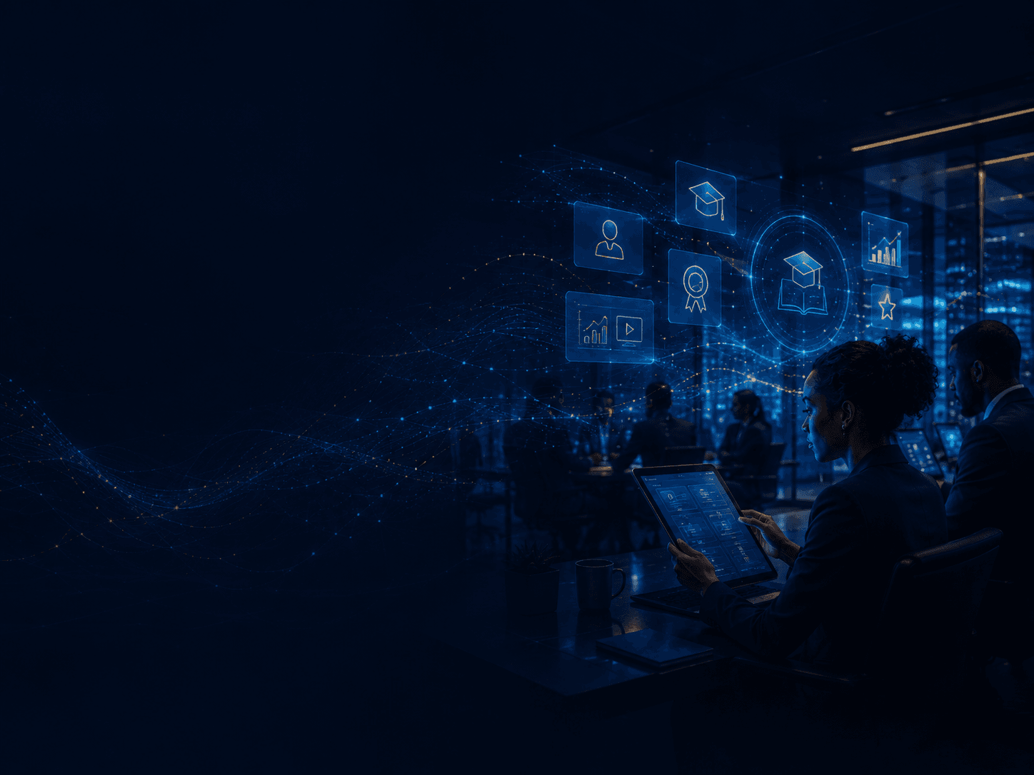 Digital learning technology supporting workforce development in a modern office