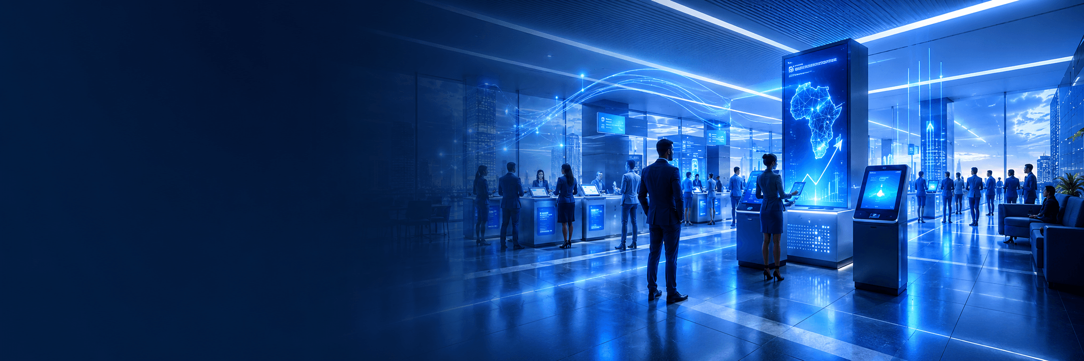 Connected customer journey and queue management environment across Africa